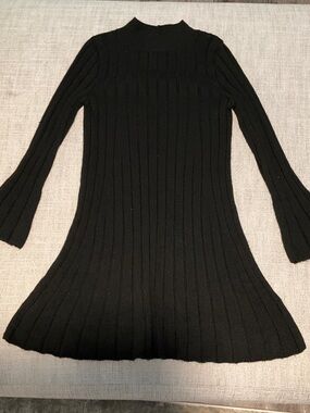 Anthropologie Women’s Black Ribbed Turtleneck Sweater Dress
